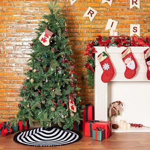 Falda Moderna para Árbol <span class=keywords><strong>de</strong></span> <span class=keywords><strong>Navidad</strong></span> con Rayas Blancas y Negras, 18/24/36/48 Pulgadas, Decoración Rústica para Halloween y Festividades, Directo <span class=keywords><strong>de</strong></span> Fábrica - Product Image 4
