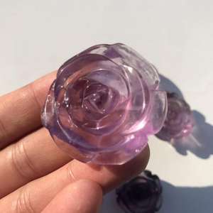 El oyma kristal çiçekler doğal gül kuvars ve ametist kristal çiçek hayat kolye - Product Image 2