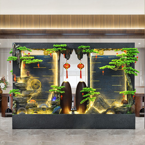 Fuente de agua de doble cara con cortina de agua, de pie, de resina, estilo chino, decoración Feng Shui para la inauguración de hoteles y clubes. - Product Image 3
