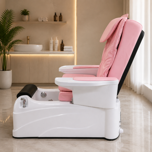 Professional Pedicure Spa Chair with Pink Cushioned Seat Ergonomic High Backrest and Foot <b>Bath</b> for Salon Pedicure Studio - Product Image 6