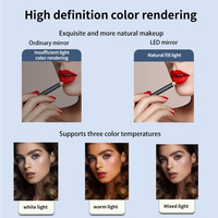 Miroir de maquillage LED pliable avec grossissement et éclairage, miroir de vanité portable à cadre en plastique simple face