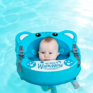 Flotador de cuello WaterDream Blue QQ para bebé recién nacido, de PVC y espuma EPE, flotador de natación para bebé de 0 a 6 meses, portátil, con soporte de seguridad para la entrepierna, para niños - Product Image 1