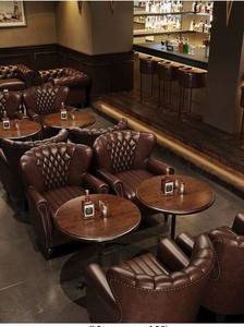 Divano Commerciale Multifunzionale a L in Pelle PU Stile Retrò, Set Singolo con Motivo Tigrato per <span class=keywords><strong>Bar</strong></span> e Caffetterie in Stile Americano - Product Image 5