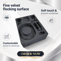 Insert en mousse EVA floquée, surface velours, mousse floquée douce sculptée sur mesure pour la protection intérieure des boîtes à bijoux, produits de précision et coffrets cadeaux