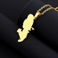 Colliers pendentifs Carte de la Martinique en acier inoxydable léger – Collier français des Caraïbes