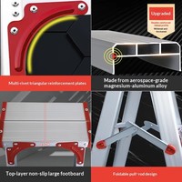 Échelle pliante double face en aluminium épaissi, à cadre en A, avec marches larges antidérapantes, portable pour l'entretien domestique et l'ingénierie