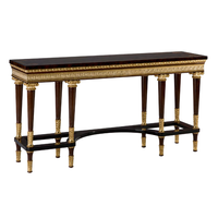 Console en bois massif de style classique français avec sculptures dorées, ensemble de luxe pour hall d'entrée et salon