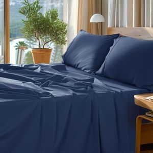 Ultra Soft Cooling Eucalyptus Collection Luxury Queen Size Fitted Silver Ions 100% <b>Bamboo</b> Lyocell Bed <b>Sheet</b> Set for Hot Sleepers - Product Image 1