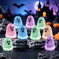 Meilleures ventes d'Halloween : Ornement en résine lumineux et coloré en forme de petit fantôme mignon pour la décoration de bureau, cadeau DIY