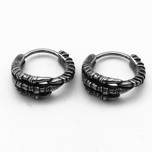 yunnique Skeleton Huggie <b>Earrings</b> Tibetan Silver Titanium Steel Geometric Design Fashion <b>Cuff</b> <b>Earrings</b> - Product Image 1
