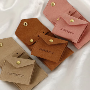 EQ Custom Microfiber Luxury Square Jewelry Pouch Lightweight Portable Gift Packaging 14*6cm Button <b>Travel</b> Organizer Roll Storage - Product Image 4