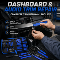 Kit d'outils de démontage de garnitures automobiles, en nylon non-abrasif et acier au carbone robuste, avec barres de levier à double extrémité à cliquet 1000 lb-pi et pinces à clips pour panneaux