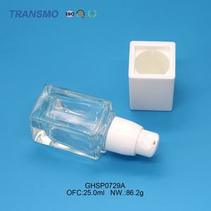 Wholesale Clear <b>Glass</b> Cosmetic Bottle Eco-Friendly 25ml <b>Square</b> Liquid Foundation Container with Custom Logo Pump Face Cream Use - Product Image 5
