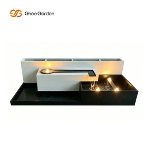 Gnee Garden Modern Rectangular Galvanized Weather Resistant Powder Coated Waterfall <b>Planter</b> Lighted Feature Outdoor Garden Decor - Product Image 6