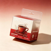 Boîte de rangement pour boissons en PVC transparent recyclable pour café et thé, design pliable avec crochet, laminage mat, logo personnalisé, impression UV