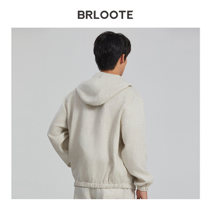 New Linen/Cotton <strong>Waterproof</strong> Windproof Eco-Friendly Breathable <strong>Thin</strong> Luxury Spring Men's Casual Pure Color Zipper Hooded <strong>Jacket</strong> - Product Image 5