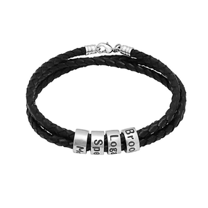 Hot Selling in the USA Europe Custom Name Stainless Steel Circles Leather <b>Ropes</b> Woven <b>Bracelets</b> - Product Image 1