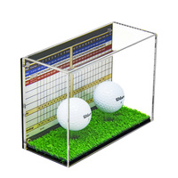Boîte de présentation pour balle de golf en acrylique transparent avec base en gazon et protection magnétique en Perspex Goldf