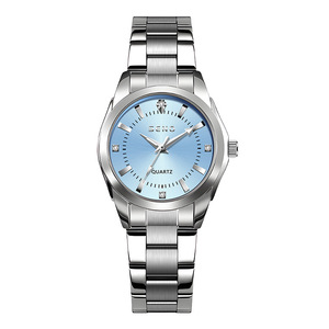 Women Quartz <b>Watch</b> Stainless Steel Band Blue Dial Water Resistant 3Bar <b>Case</b> Analog Display Glass Crystal Hidden Clasp 20Cm - Product Image 4