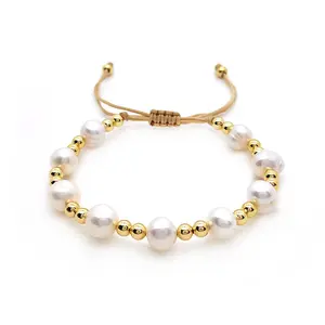 Handmade 6mm Polymer Clay Beads Natural Freshwater Pearl Multi Layer Bracelet Bohemian Elastic Beads