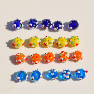 Perles de verre Lampwork en forme de fleur, 12 mm, trou droit, pour la fabrication de bracelets, accessoires de bijoux DIY, vente en gros - Product Image 2