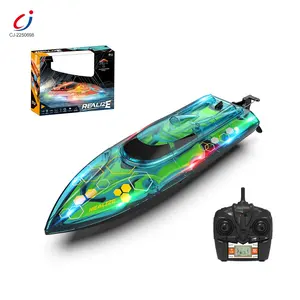 Jungen Fernbedienung Mainan Anak High Speed 2.4G Transparentes Licht Schiff Toy Racing Fast Rc Boot