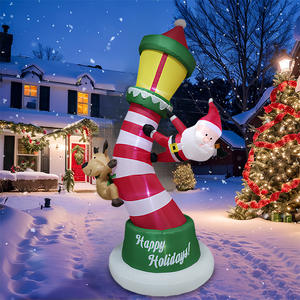 Logo gonflable de Noël transfrontalier de 8 pieds avec éclairage LED, <span class=keywords><strong>phare</strong></span> avec Père Noël et rennes grimpants pour <span class=keywords><strong>la</strong></span> cour, utilisation en extérieur pour les fêtes - Product Image 2