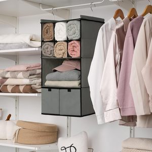 Hanging Closet Organizer With Drawers 33x15x85cm Foldable Fabric Storage For Bedroom Clothing - Product Image 4