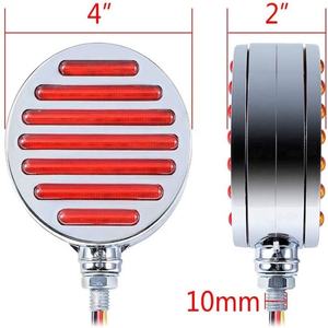 Luz de Pedestal de doble cara 98 Led 4 "redondo rojo ámbar Flatline con carcasa cromada para Semi camión guardabarros cola esquina señal de giro - Product Image 4
