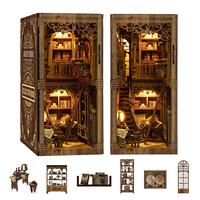 Kit DIY Maison Miniature Fantaisie, Puzzle 3D en Bois, Coin Livre, Maison de Poupée, Serre-livres de Noël en Bois, Mini Maison à Assembler, Kit Maison de Poupée