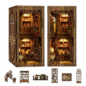 Kit DIY Maison Miniature Fantaisie, Puzzle 3D en Bois, Coin Livre, Maison de Poupée, Serre-livres de Noël en Bois, Mini Maison à Assembler, Kit Maison de Poupée - Product Image 3