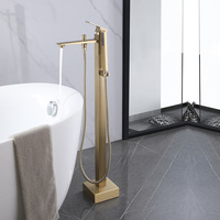 Robinet de baignoire HONGDEC de haute qualité, monocommande, doré, sur pied, mitigeur eau chaude et froide pour salle de bain