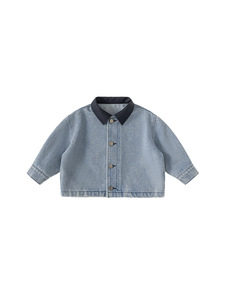 <span class=keywords><strong>Camicia</strong></span> in denim con risvolto a contrasto di colore, <span class=keywords><strong>giacca</strong></span> casual semplice per bambini e bambine, abbigliamento primaverile e autunnale - Product Image 1