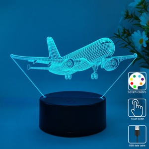 Sunssy Interfaz USB 3D Luz Nocturna Modelo de Avión LED con Control Táctil para Entusiastas Voladores Luces Decorativas de Mesa para Vacaciones - Product Image 2