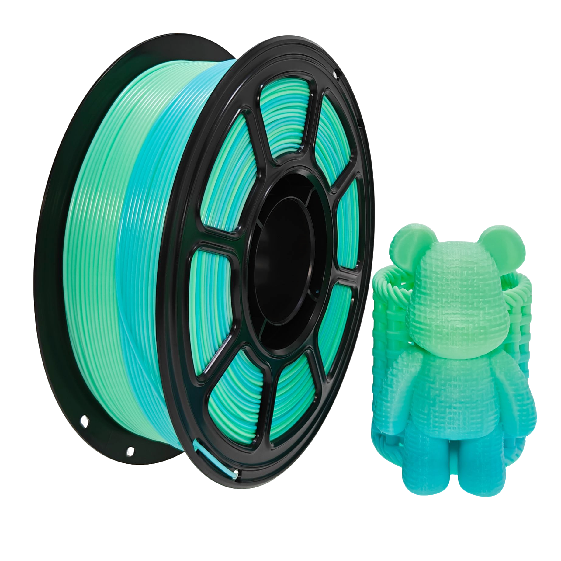 Pla transparent arc-en-ciel bleu vert