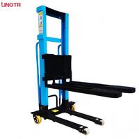 Chariot élévateur mobile LINOTR à fourche auto-élévatrice, chariot élévateur électrique portable, petit chariot élévateur à fourche, capacité de charge de 1 tonne, batterie lithium-ion, hydraulique latéral