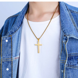 Collier rétro punk pour homme en acier inoxydable plaqué or 18 carats Hiphops Bijoux juifs personnalisés Collier <span class=keywords><strong>religieux</strong></span> de David - Product Image 2