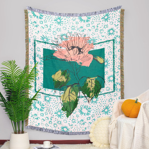 Manta tejida de girasol Jacquard sólido y Floral, tapiz personalizado de algodón y poliéster para Navidad, Picnic al aire libre, venta al por mayor - Product Image 5