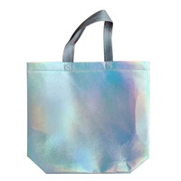 Sac fourre-tout cadeau en non-tissé holographique laser, surface brillante irisée, imperméable, durable, sac à main de shopping avec votre design