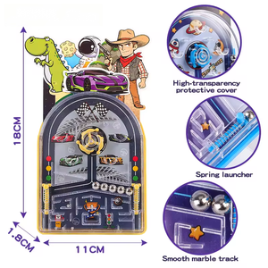 Jeu <span class=keywords><strong>de</strong></span> flipper portable HTL avec 4 cartes interchangeables, bille en acier, jouet d'arcade mécanique <span class=keywords><strong>de</strong></span> poche, jeu <span class=keywords><strong>de</strong></span> labyrinthe, sans batterie, cadeau pour enfants - Product Image 3