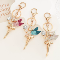 Porte-clés Fée Ange en Strass Cristallins Bedazzler, Porte-clés Incrustés de Diamants, Accessoires de Mode en Cristal, Breloques de Sac