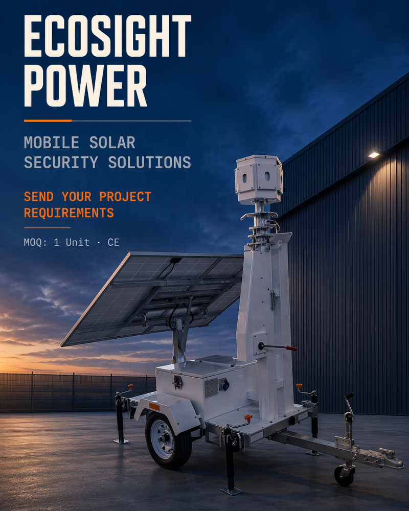 <strong>2026</strong> New Design Ecosight ES2P-300 White Solar <strong>CCTV</strong> Surveillance Trailer 300W Dual Panel 6m Mast 2 Days Runtime 2-Year Warranty