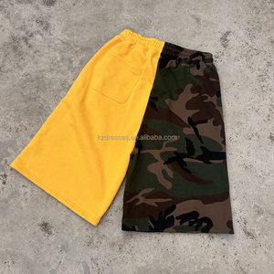 Custom LOGO <strong>Men's</strong> French Terry Cotton 3/4Shorts 360GSM Camo Patchwork Oversized Baggy Fit Streetwear Sweat <strong>Long</strong> <strong>Shorts</strong> De Hombre - Product Image 4