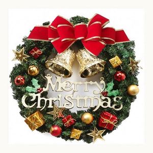 Couronne de Noël artificielle OEM à prix abordable avec boules et nœuds pour décorations de porte - Product Image 3