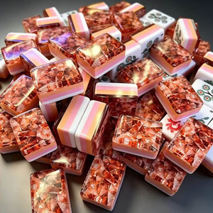 Set di Mahjong Americano Estetico Pieghevole Moderno di Lusso in Cristallo Rosa Viola con Venature Dorate Personalizzabile Regalo per le Feste per gli Amanti del Mahjong - Product Image 4
