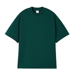 Camiseta personalizable de algodón de verano para hombre <span class=keywords><strong>Blanc</strong></span> tejida 100% transpirable absorbente de sudor cuello redondo hombro caído Ajuste de gran tamaño - Product Image 3