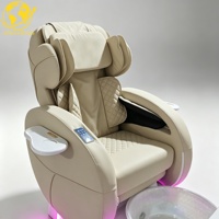 Fauteuil de pédicure haut de gamme style cabine spatiale avec massage corporel complet, base LED et bassin à pieds transparent pour salons de manucure de luxe