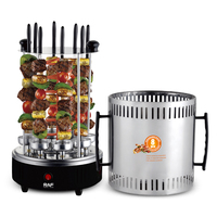Grill électrique rotatif à 360 degrés en acier inoxydable pour 8 brochettes, modèle R.8619