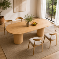 Table à manger sur mesure en gros pour 6 personnes, design pour villa, mobilier de salon, bois de noyer massif