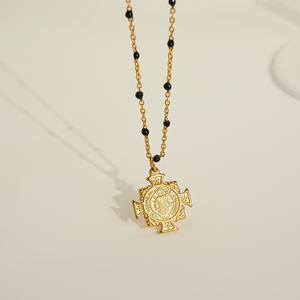 Collar de acero inoxidable chapado en oro de 18 quilates Premium de Myneck Factory Vintage <span class=keywords><strong>Fall</strong></span> Lady Square Gold <span class=keywords><strong>God</strong></span> Pendant Regalos vintage - Product Image 5